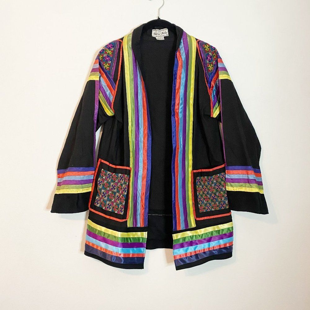 Vintage Marco Polo World Traveler Jacket Thailand Cotton Embroidered Small